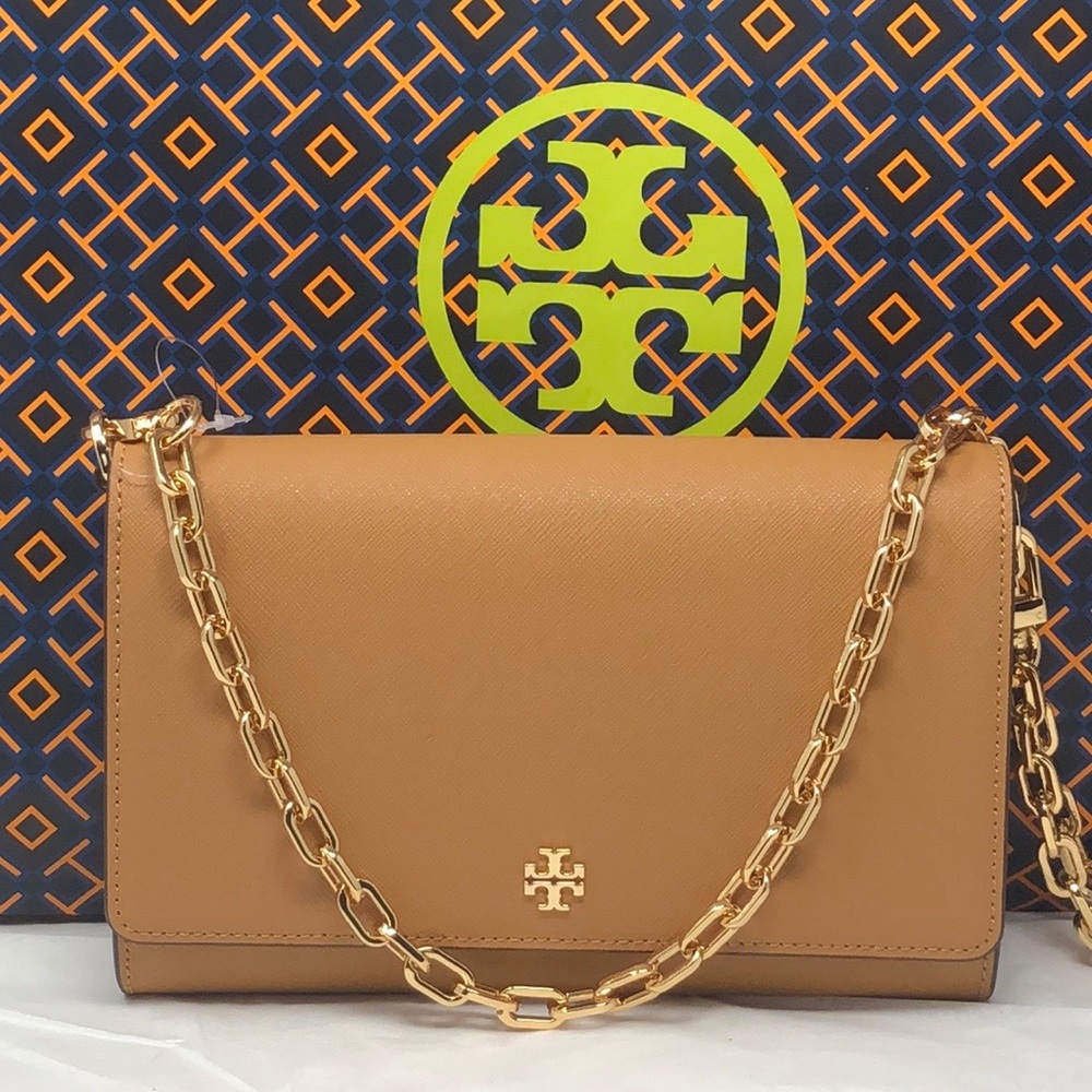 Tory Burch Tan Crossbody Bag with Gold Chain
